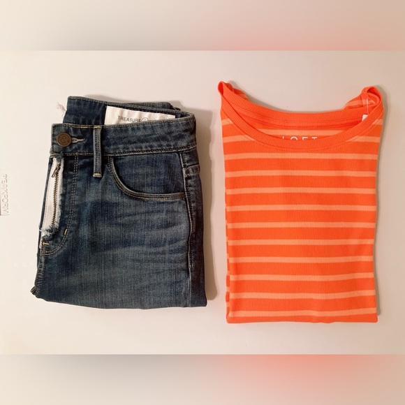 LOFT women’s ribbed Orange stripe Tshirt XL - Picture 9 of 9